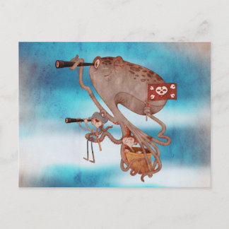 Cartão Postal Piratas. Imaginação e fantasia, fofo e adorável.