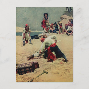 Cartão Postal Piratas lutam pelo tesouro