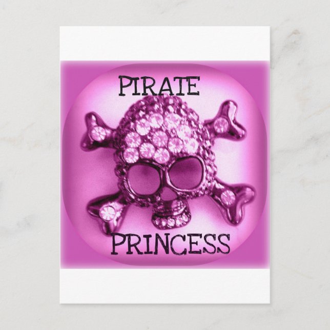 CARTÃO POSTAL PIRATE PRINCESS SKULLY PINK PRINT (Frente)