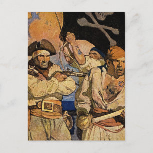 Cartão Postal “Pirates” Capa da Ilha do Tesouro por NC Wyeth