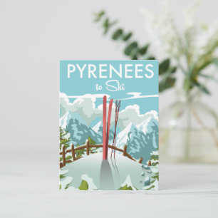 Cartão Postal Pirenéus Para Ski viagem impressão.