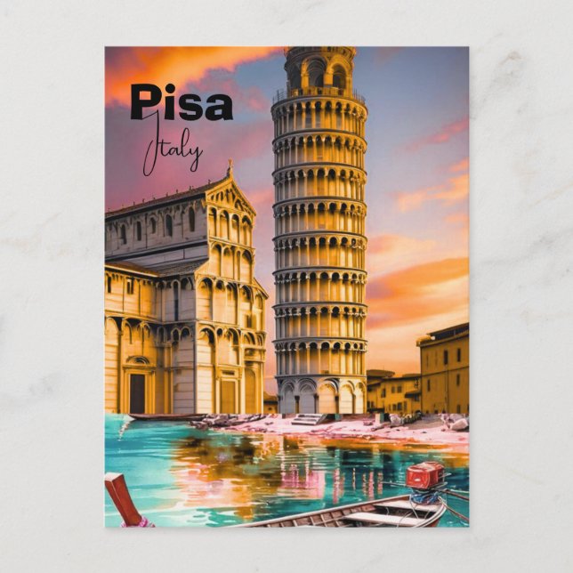 Cartão Postal Pisa Italy Travel Postcard, Pisa Travel Art Postca (Frente)