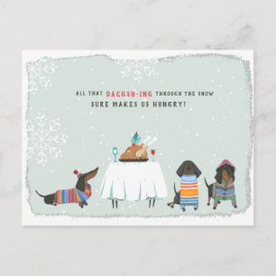 Cartão Postal Piscando pela neve Cute Dachshund