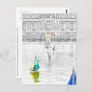 Cartão Postal Piscina do Jardim do Luxemburgo - Paris