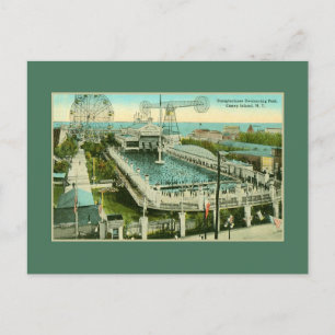 Cartão Postal Piscina Vintage Steeplechase Coney Island NY