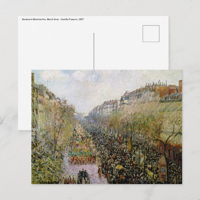 Cartão Postal Pissarro - Boulevard Montmartre, Mardi Gras (Frente/Verso)