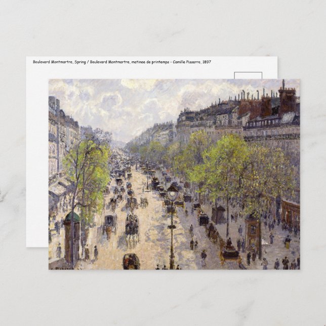 Cartão Postal Pissarro - Boulevard Montmartre, Primavera (Frente/Verso)