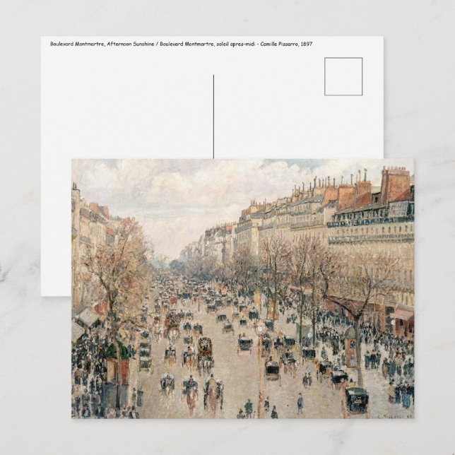 Cartão Postal Pissarro - Boulevard Montmartre, Sol da Tarde (Frente/Verso)