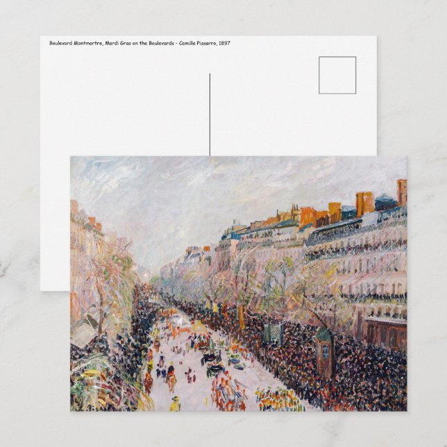 Cartão Postal Pissarro - Montmartre, Mardi Gras no Boulevard (Frente/Verso)