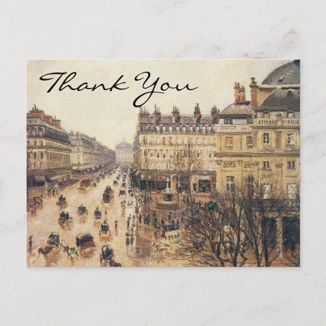 Cartão Postal Pissarro's Place du Théâtre Français, Paris: Chuva (Frente)