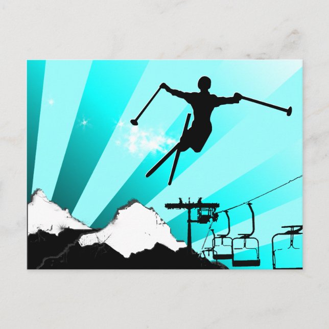 Cartão Postal pista de esqui em pó (Frente)