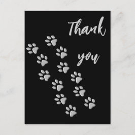 Cartão Postal Pistas de Cachorro de Prata Padrão Impressão de Fu