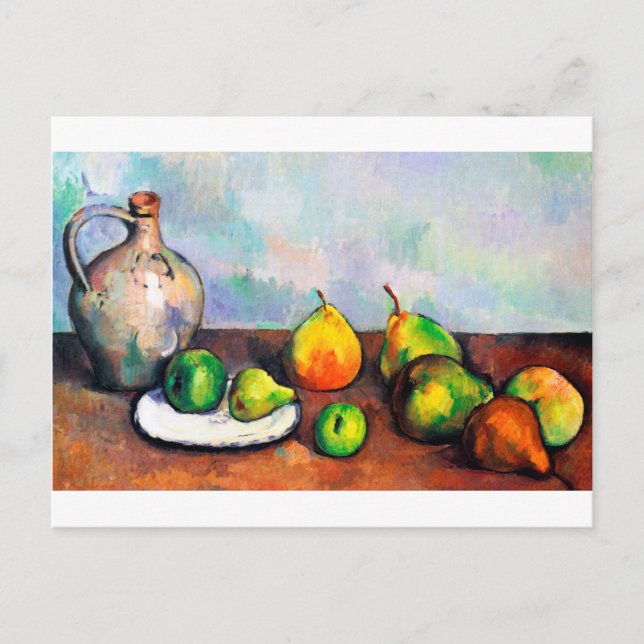 Cartão Postal Pitcher e Fruta, Paul Cezanne (Frente)