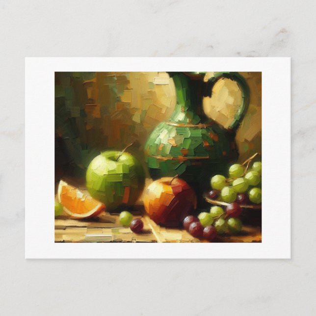 Cartão Postal Pitcher, Uvas e Maçãs, (Frente)
