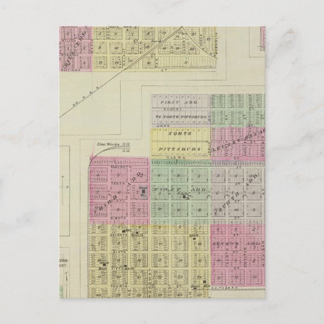 Cartão Postal Pittsburg, Walnut, Beulah e Lichfield, Kansas (Frente)