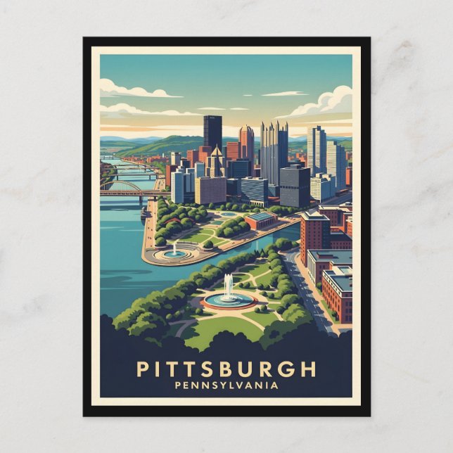 Cartão Postal Pittsburgh, Pennsylvania Skyline (Frente)