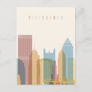 Cartão Postal Pittsburgh, Pensilvânia   Linha Skyline Cidade