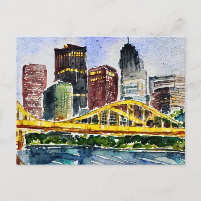Cartão Postal Pittsburgh Pintor de aquarela (Frente)