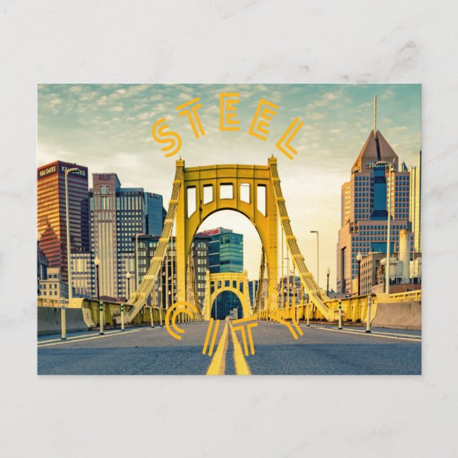 Cartão Postal Pittsburgh Steel City Skyline 412 Pennsylvania Can (Frente)