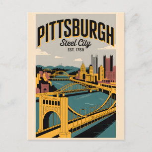 Cartão Postal Pittsburgh Vintage Pensilvânia Steel City Retro