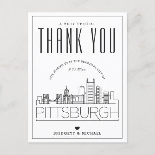 Cartão Postal Pittsburgh Wedding Obrigados para o próximo! Car