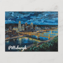 Cartão Postal Pittsburgh Yellow Bridges City Art