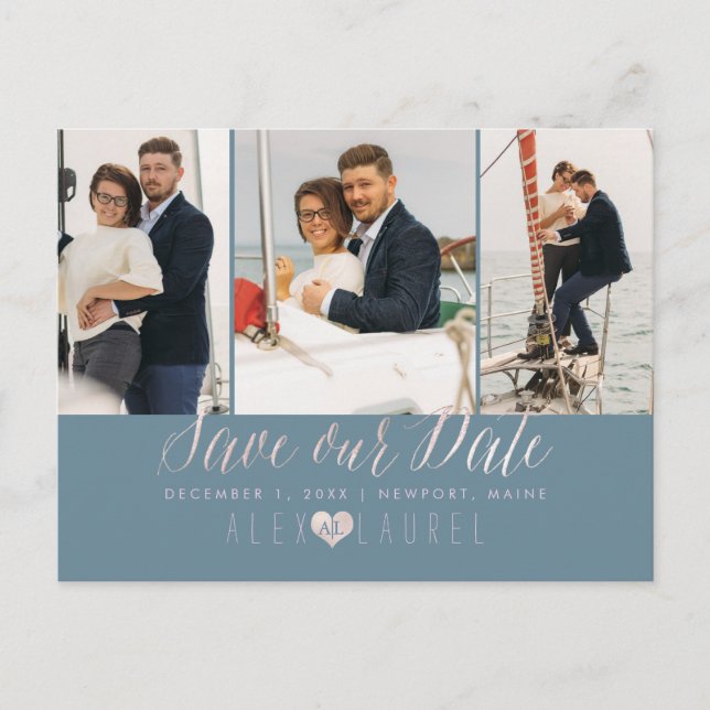 Cartão Postal PixDezines Blush Pink Salve a data do painel DIY (Frente)