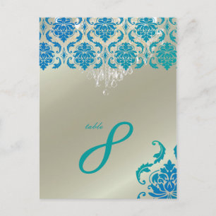 Cartão Postal PixDezines Chandelier+Vendome Peacock Damask
