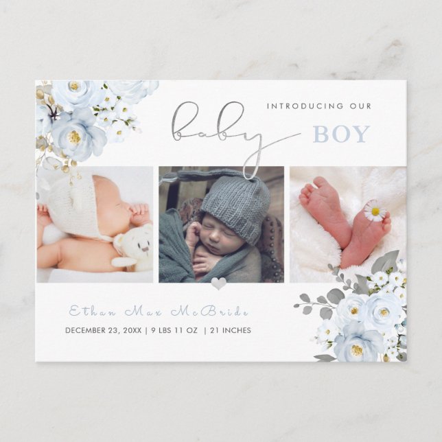 Cartão Postal PixDezines Cores de Água Azul Dusty Res (Frente)