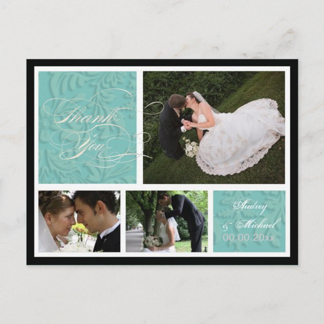 Cartão Postal PixDezines DIY Color/Damask Fotografias Obrigado (Frente)