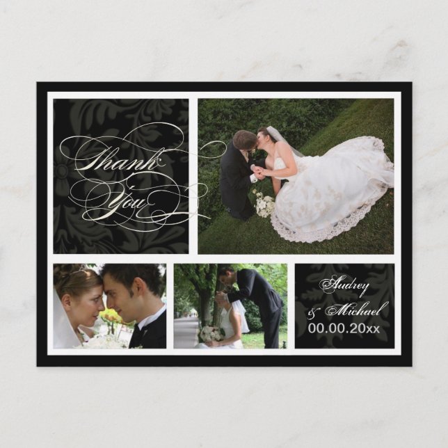 Cartão Postal PixDezines DIY Color/Damask Fotografias Obrigado (Frente)