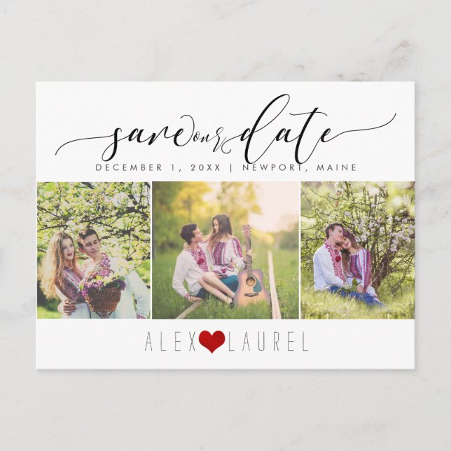 Cartão Postal PixDezines DIY cor/Salvar nossa data/caligrafia (Frente)