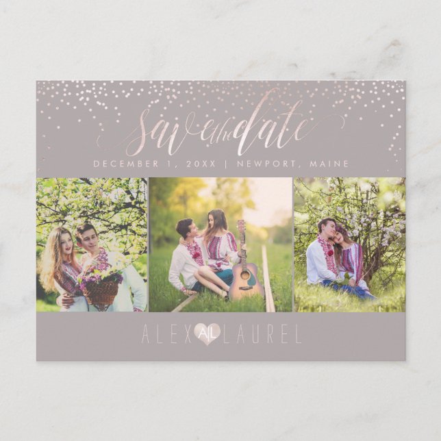 Cartão Postal PixDezines DIY/Save the Date/Blush Confetti (Frente)