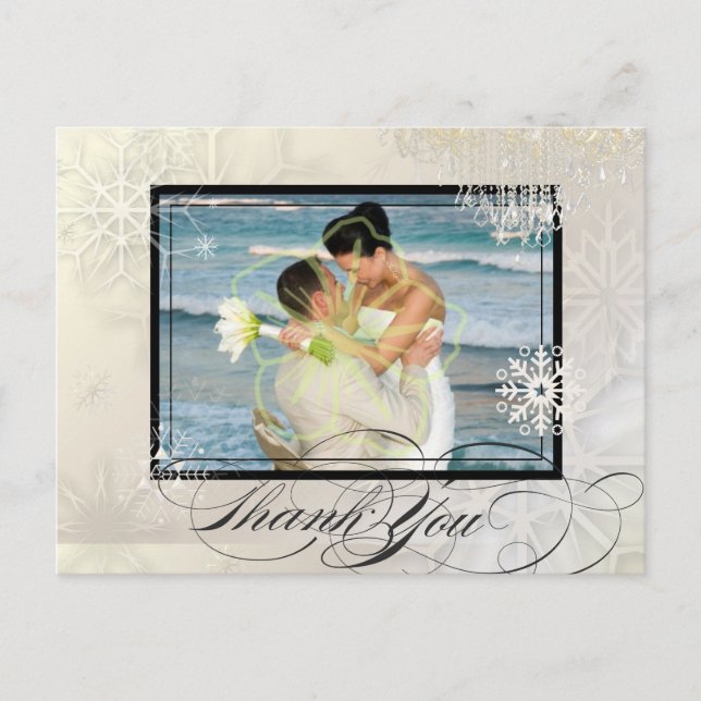 Cartão Postal PixDezines foto flocos de neve+lustre/texto DIY (Frente)