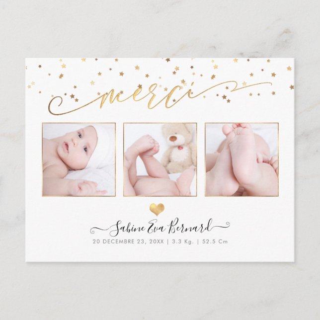 Cartão Postal PixDezines les Étoiles D'or Remerciments (Frente)