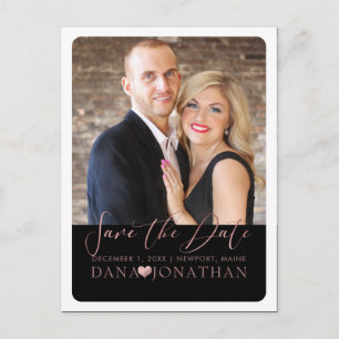 Cartão Postal PixDezines Salvar Data/Rosa Dourado/Script Legal