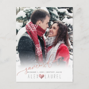 Cartão Postal PixDezines Salve nosso Rosa de Caligrafia de Data