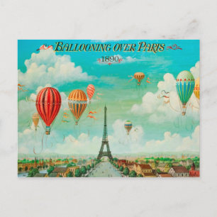 Cartão Postal PixDezines vintage balões sobre paris