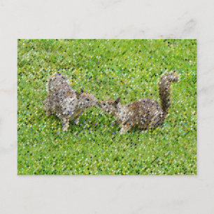 Cartão Postal Pixel Art - Dois esquilos