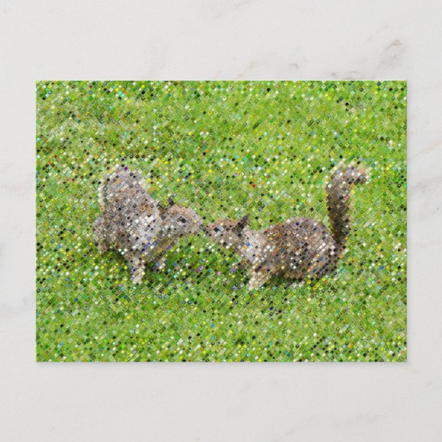Cartão Postal Pixel Art - Dois esquilos (Frente)