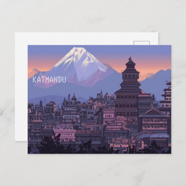 Cartão Postal Pixel Art Katmandu Nepal (Frente/Verso)