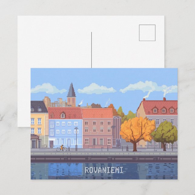 Cartão Postal Pixel Art Rovaniemi Finlândia (Frente/Verso)