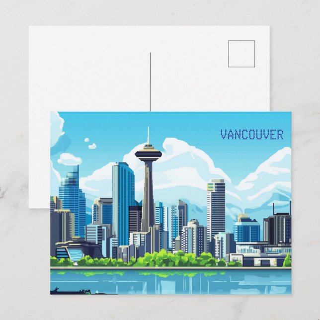 Cartão Postal Pixel Art Vancouver Canadá (Frente/Verso)