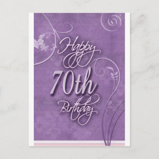Cartão Postal Pizazz roxo para 70 de aniversário