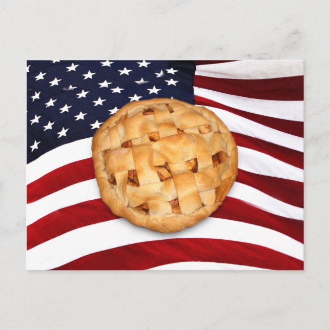 Cartão Postal Pizza Americana (Pizza Apple com Bandeira American (Frente)