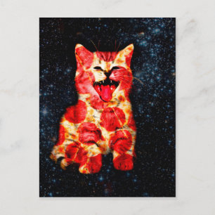 Cartão Postal Pizza cat no espaço