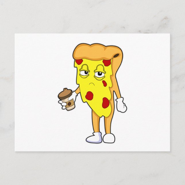 Cartão Postal Pizza com Salame Queijo & Café (Frente)