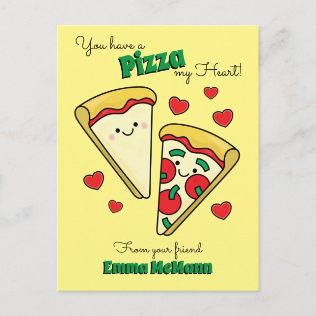 Cartão Postal Pizza Cute Kids Classroom Card (Frente)
