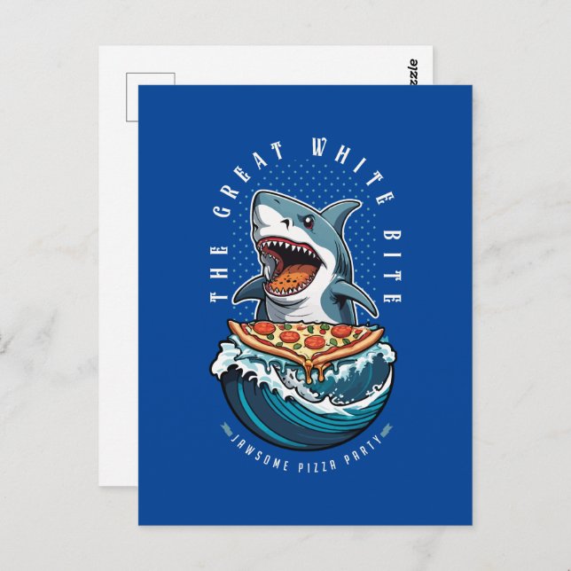 Cartão Postal Pizza de Comida de Tubarão | Excelente Bite Branca (Frente/Verso)