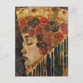Cartão Postal Pizza Face Klimt Abstrato